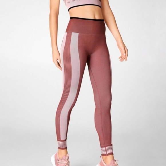 Fabletics High-Waisted Mauve Pink Colorblock Leggings Sz M - Picture 1 of 5